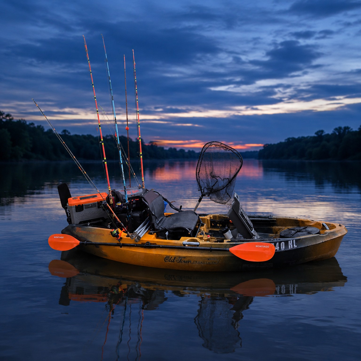 Minn Kota-powered Old Town Sportsman 106 fishing kayak on the Susquehanna River