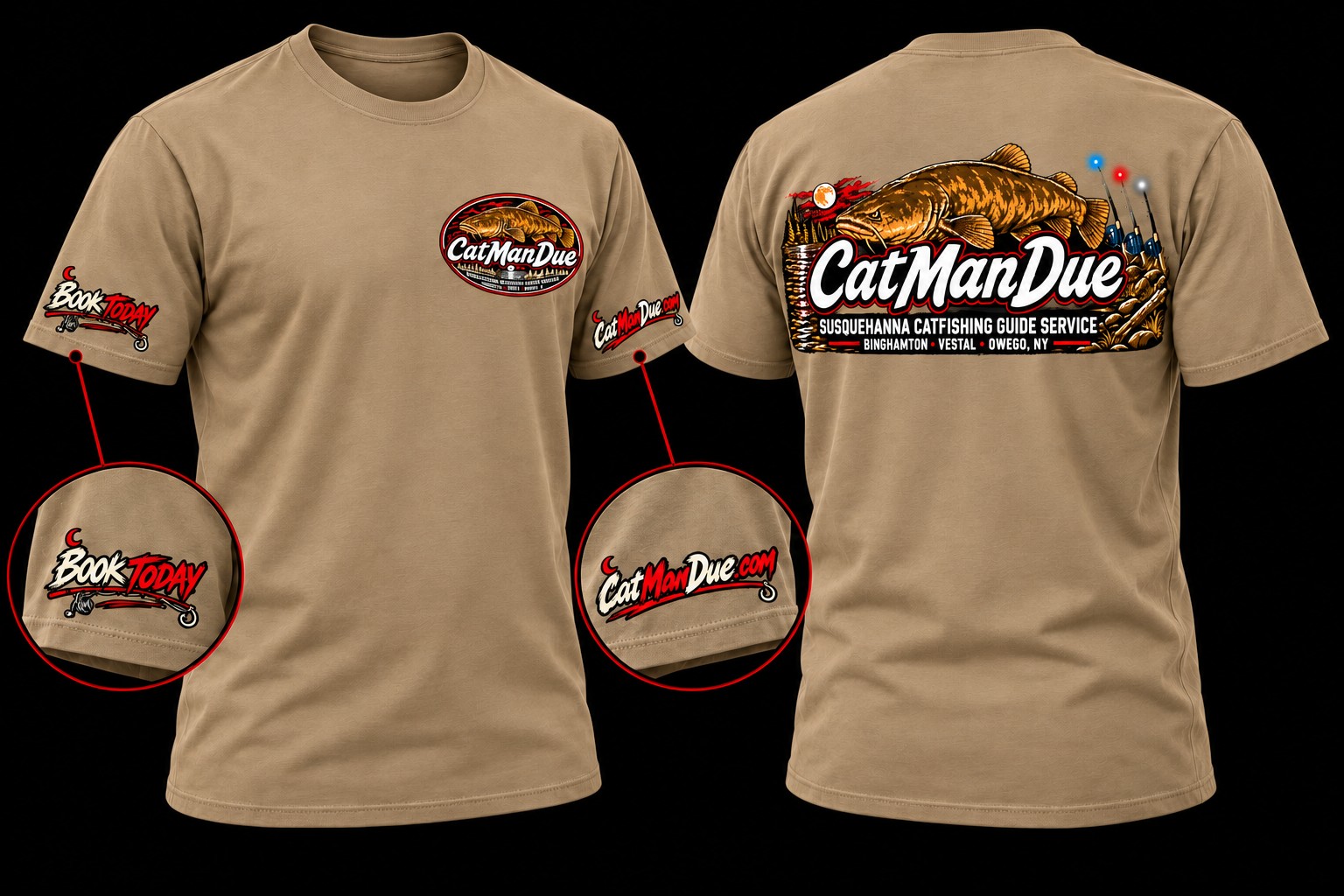Tan CatManDue River Monster T-shirt